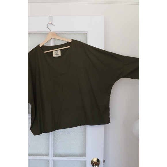 Jamie and the Jones T Top Dark Olive Green Raw Silk XL - Picture 2 of 4